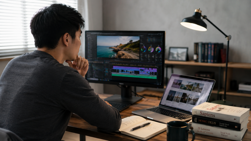 Young professional learning high-income digital skills online from a modern home workspace in 2026